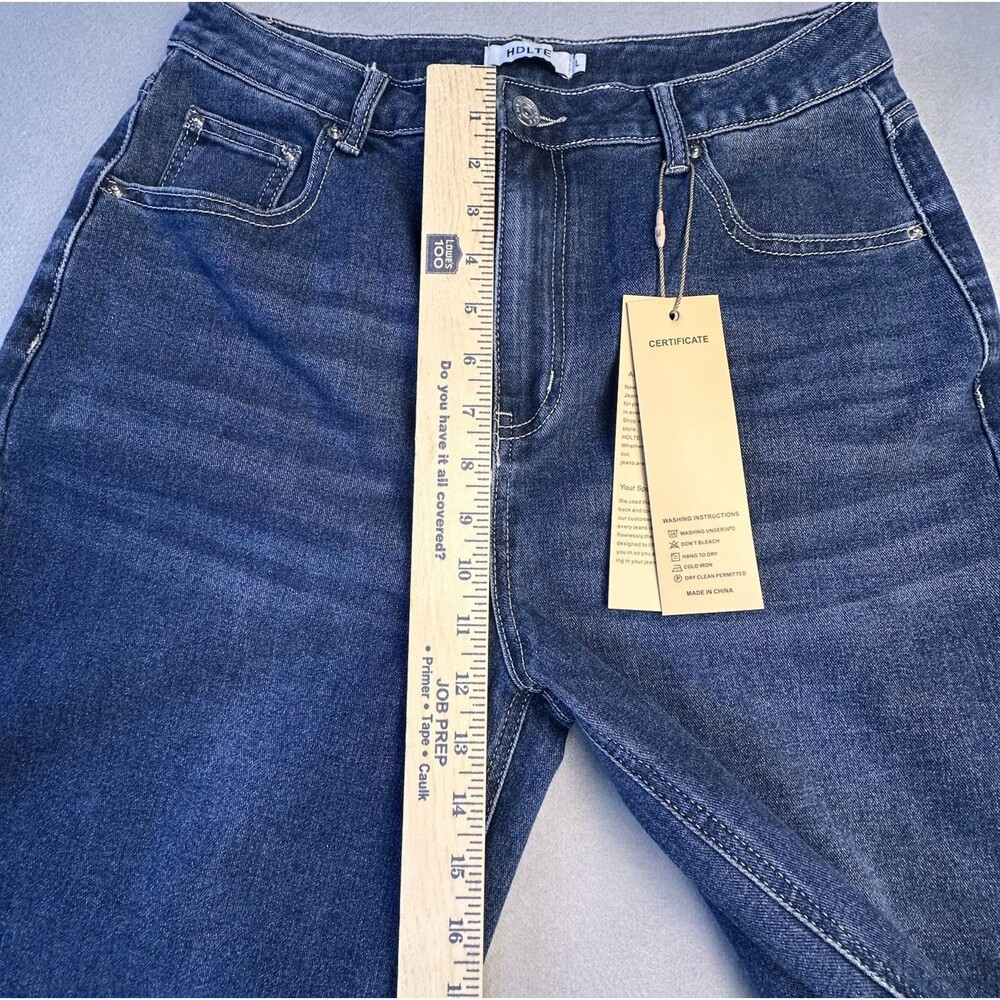 HDLTE High Rise Wide Leg Dark Wash Denim Size L NWT - Picture 6 of 8